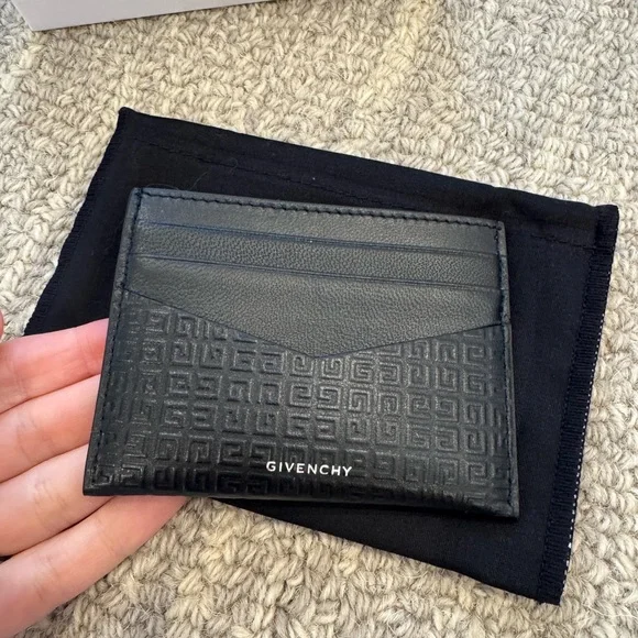 Givenchy Black 4G Embossed Leather Card Holder